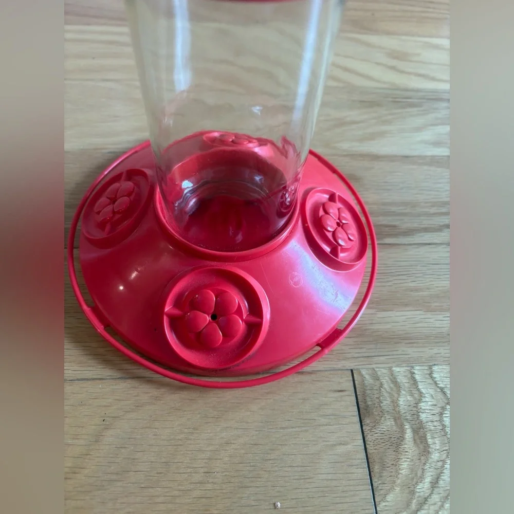Red hummingbird feeder